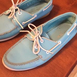 Vintage LEATHER Turquoise Sperry Top-Siders